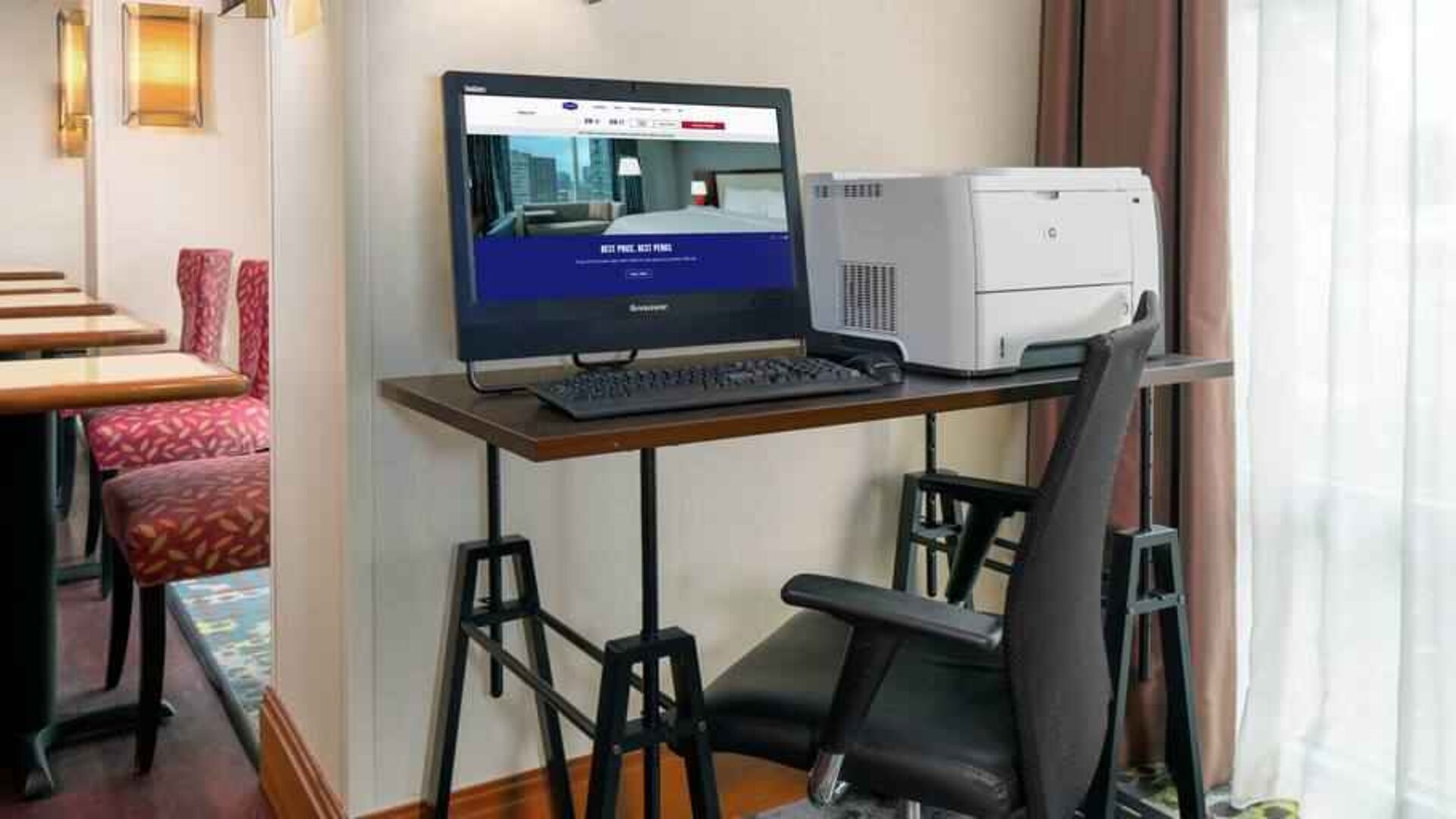 Working station with computer and printer at the Hampton Inn Springfield South Enfield.
