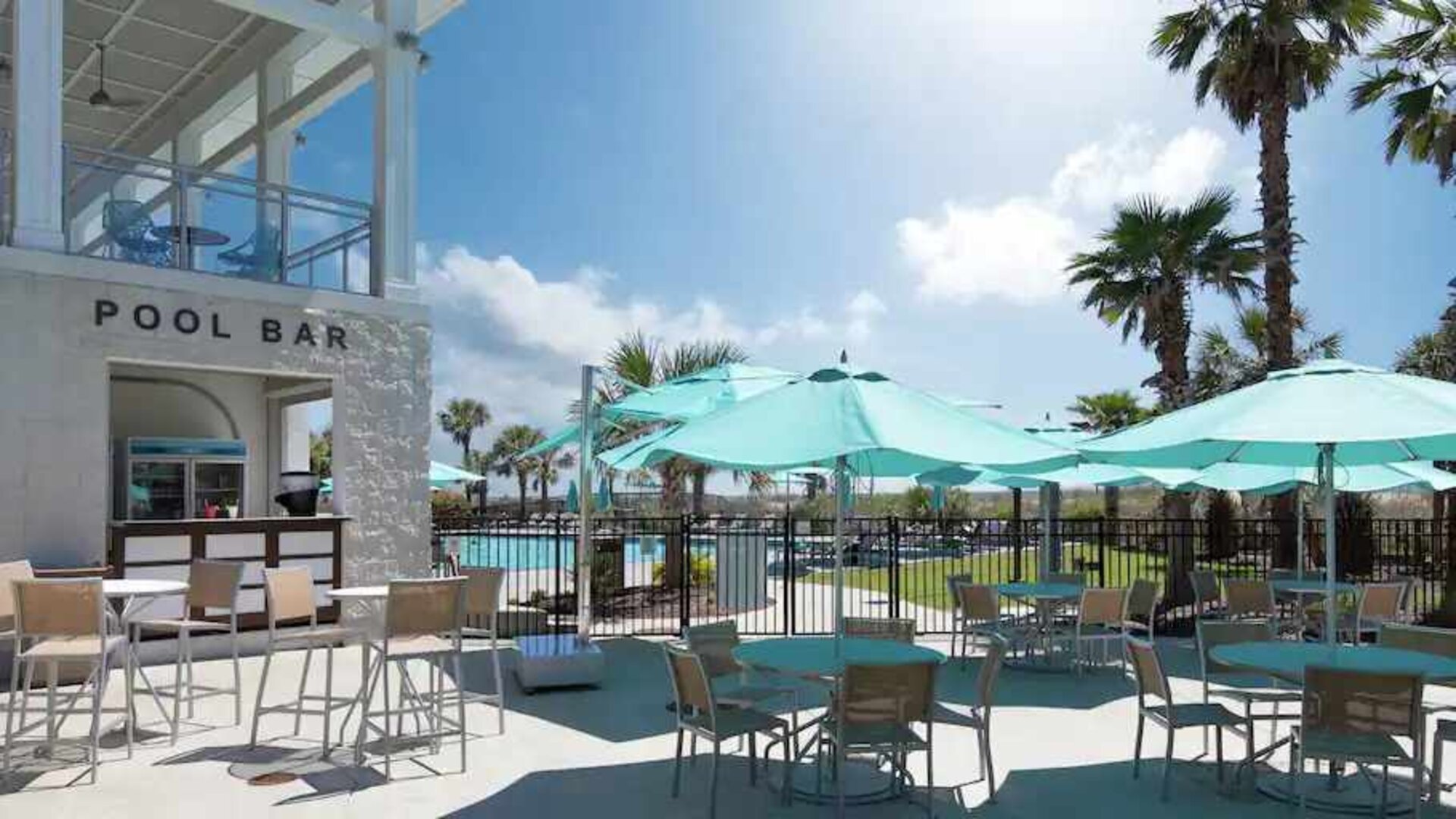 Beautiful outdoor patio perfect as workspace at the DoubleTree by Hilton Myrtle Beach.