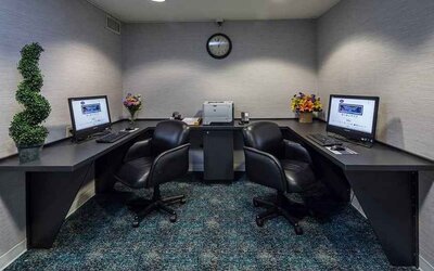 Dedicated work area and business center at Hampton Inn San Francisco Airport.