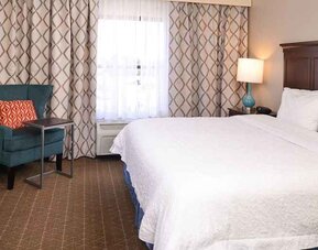 Comfortable king room with TV and work area at Hampton Inn & Suites Pueblo-Southgate.