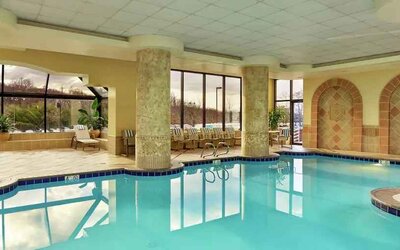 Beautiful indoor pool at the Embassy Suites by Hilton Tysons Corner.