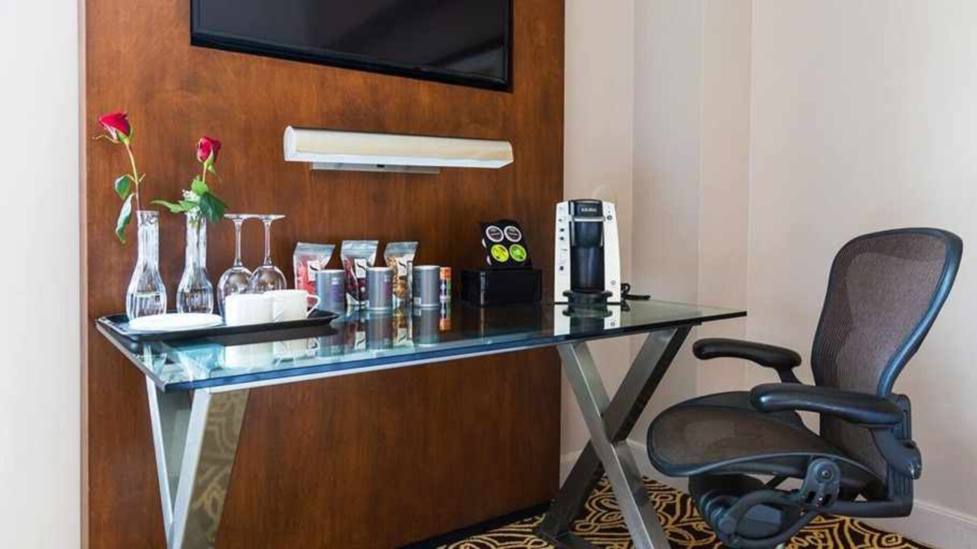 Dedicated work desk for remote work and digital nomads at The Sam Houston, Curio Collection by Hilton.