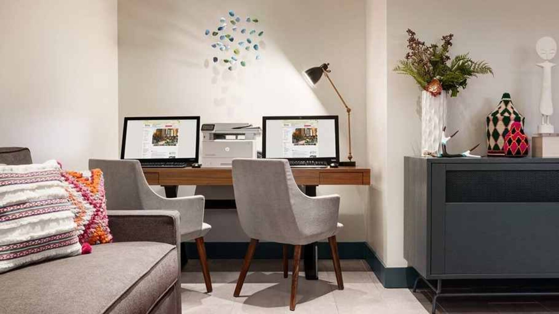 well-equipped business center with internet, printer, and work desks ideal for remote work at Hilton Garden Inn Boulder.