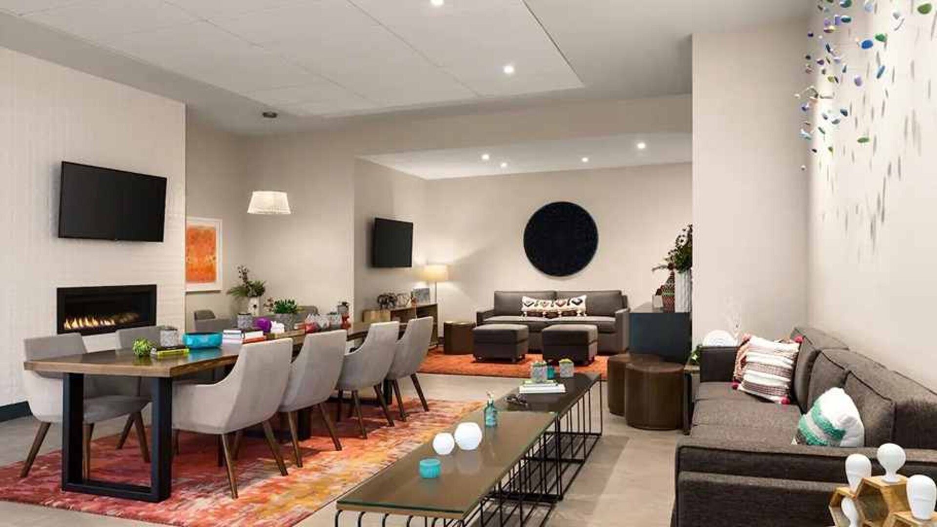 comfortable lobby lounge area ideal for coworking and remote work at Hilton Garden Inn Boulder.