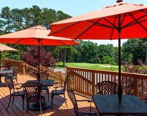 Beautiful deck overlooking the golf club at the Embassy Suites by Hilton Greenville Golf Resort Conference Center