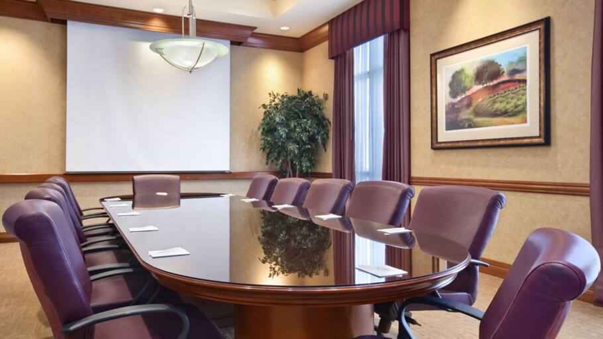 Elegant meeting room with comfortable chairs at the Embassy Suites by Hilton Hot Springs Hotel & Spa.