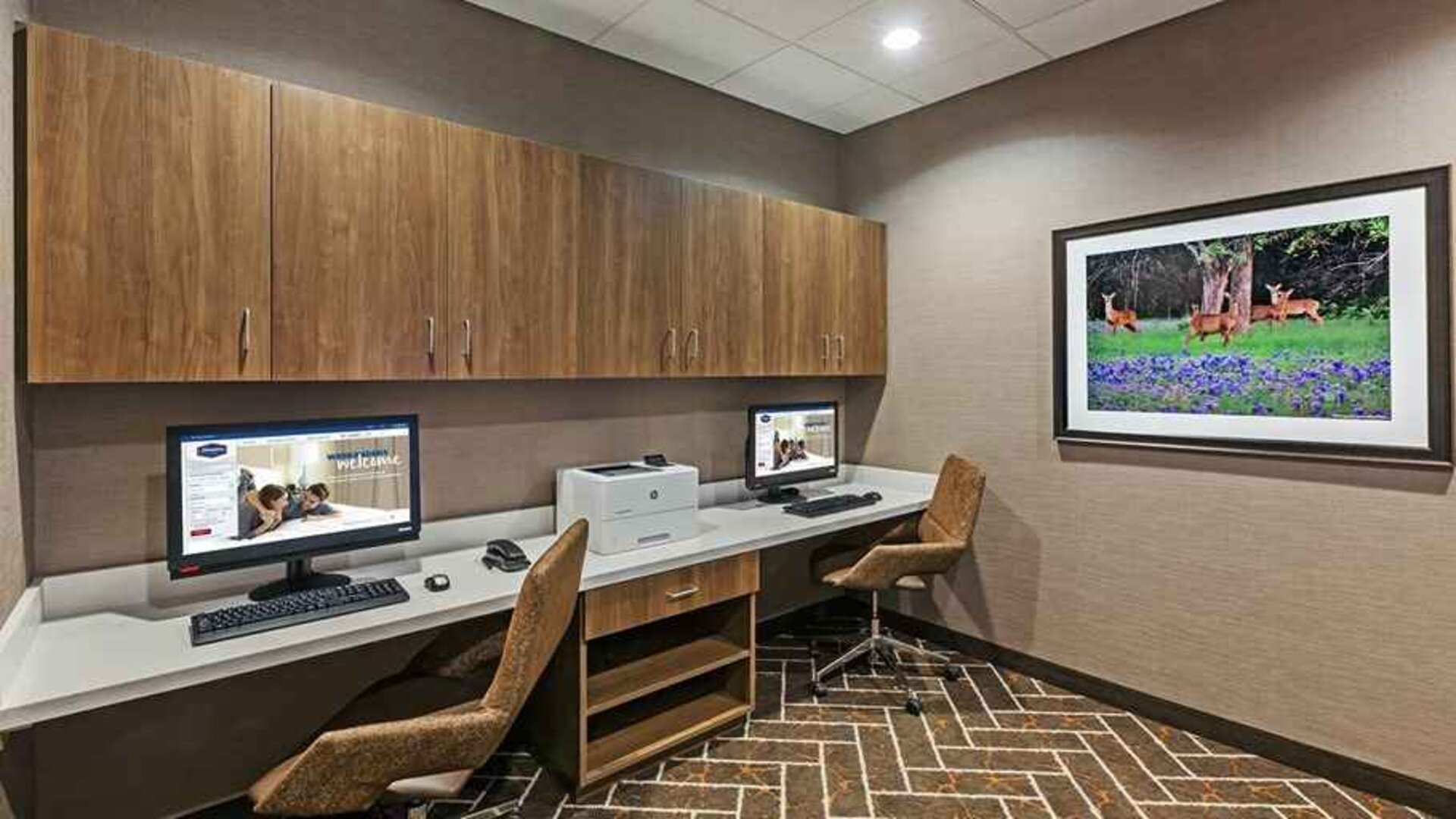 dedicated business center with PC, printer, work desk, and internet at Hampton Inn Bulverde Texas Hill Country.