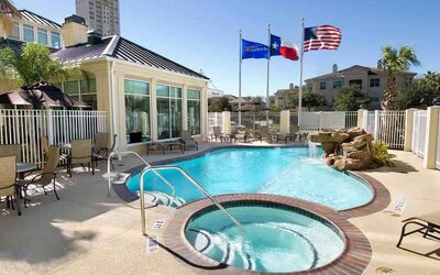 Beautiful outdoor pool area at the Hilton Garden Inn Houston Galleria Area.