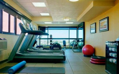 fully equipped fitness center at DoubleTree by Hilton Hotel Santa Fe.