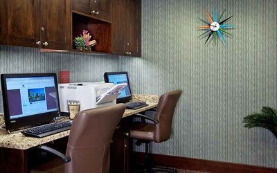 dedicated workspace and business center at DoubleTree by Hilton Hotel Santa Fe.
