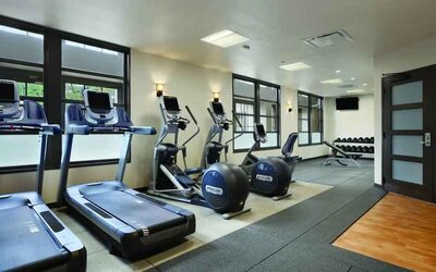 Treadmills at the fitness center of the Embassy Suites by Hilton Napa Valley.