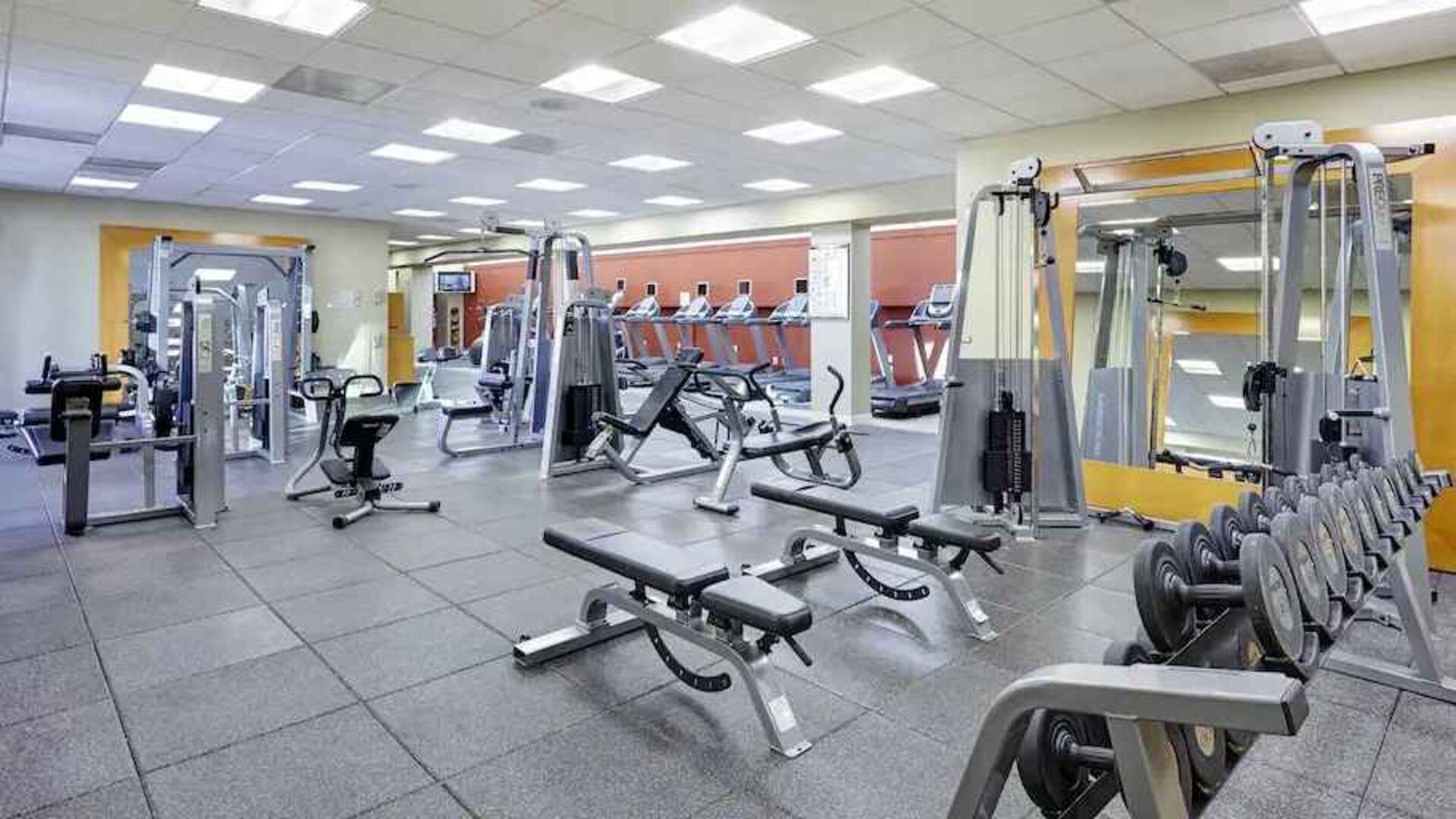 Fully equipped fitness center at the DoubleTree by Hilton Washington DC - Crystal City.