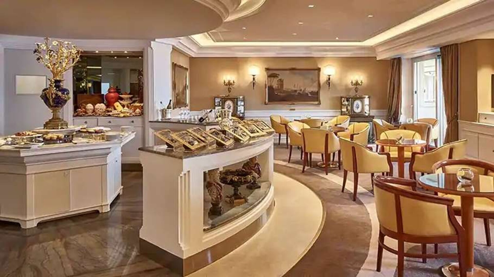 Elegant hotel workspace at the Rome Cavalieri, A Waldorf Astoria Hotel.