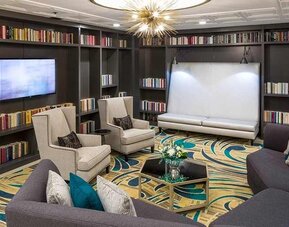 Lobby and coworking space at DoubleTree by Hilton Hotel Wilmington.