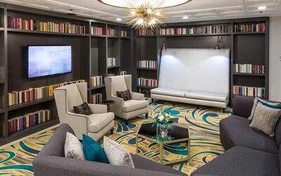 Lobby and coworking space at DoubleTree by Hilton Hotel Wilmington.