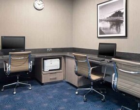 Working station with computers and printer at the Hilton Garden Inn Dublin Custom House.