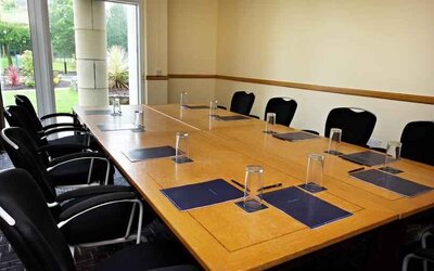 Bright meeting room at the Hilton Belfast Templepatrick Golf & Country Club.