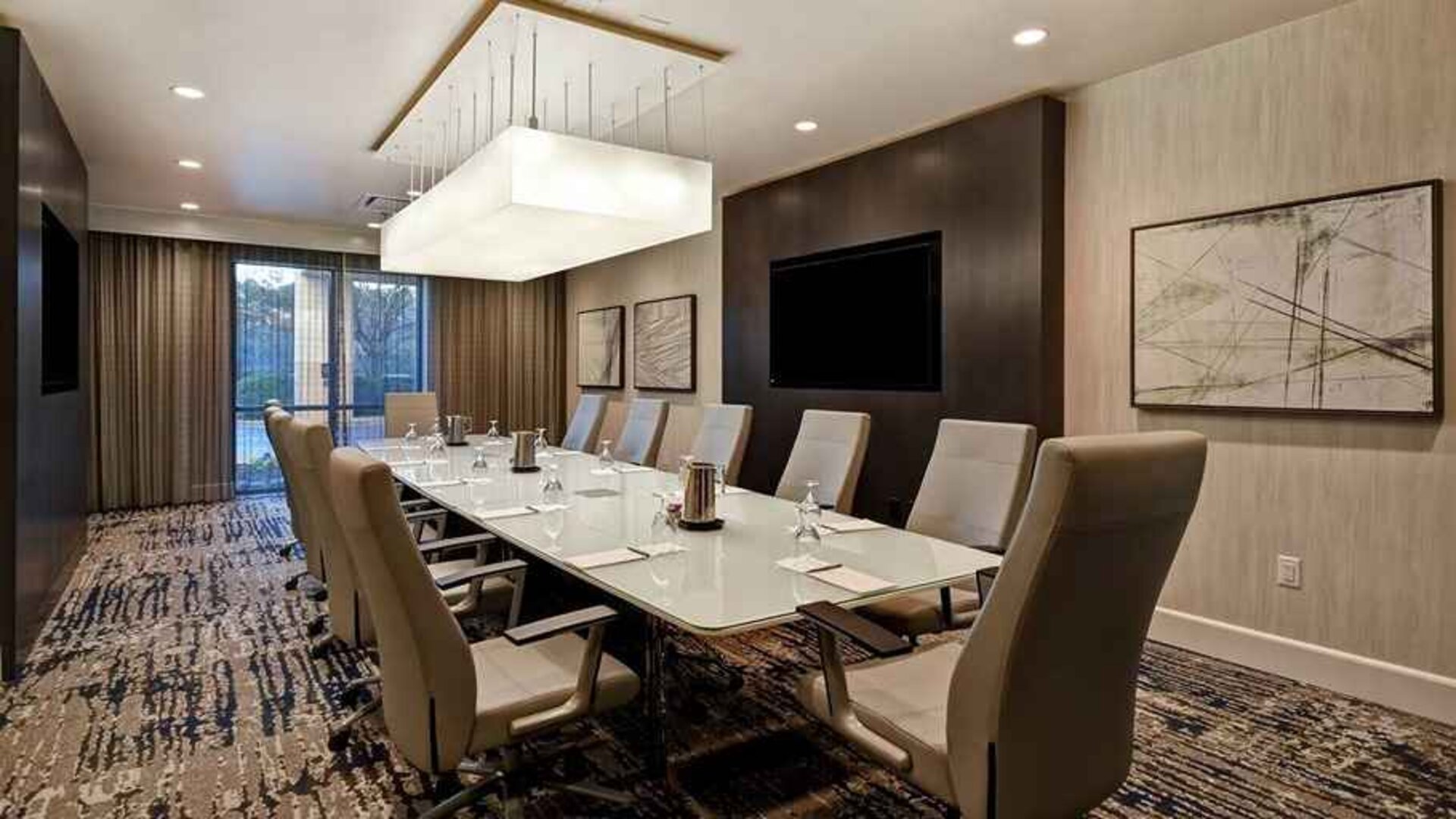 professional meeting room at Embassy Suites by Hilton Raleigh Durham Research Triangle.