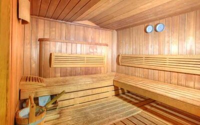 Relaxing sauna at the spa of the Hilton Strasbourg.