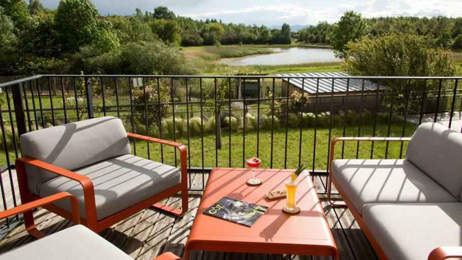 Beautiful outdoor terrace at the DoubleTree by Hilton Lyon Eurexpo.