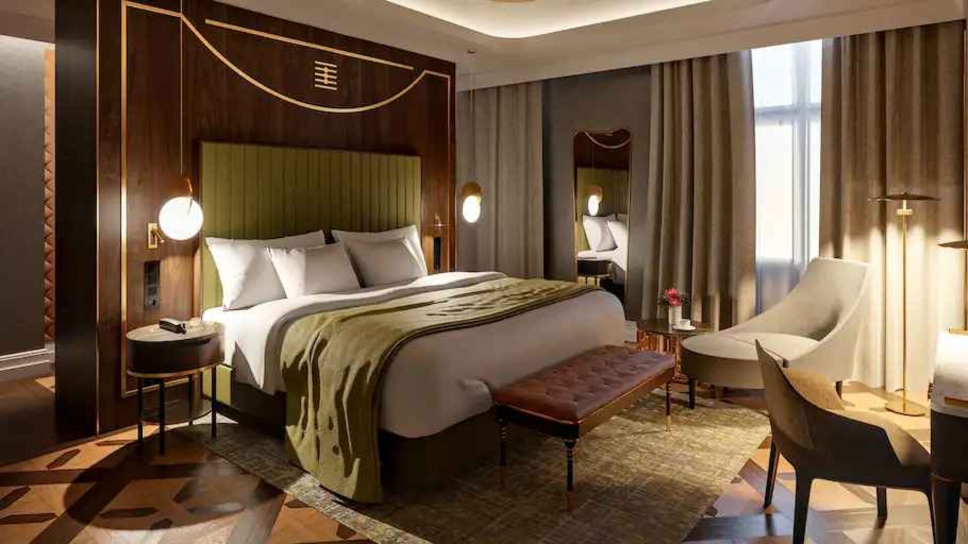 King suite with working station at the Hotel Saski Krakow Curio Collection by Hilton.