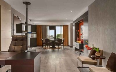 Spacious living room at the Hilton The Hague.