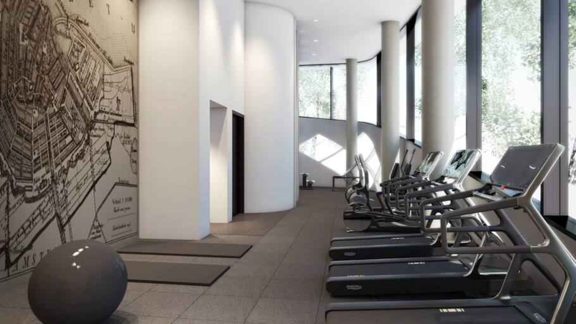 Fitness center with treadmills at the Hilton Amsterdam Airport Schiphol.