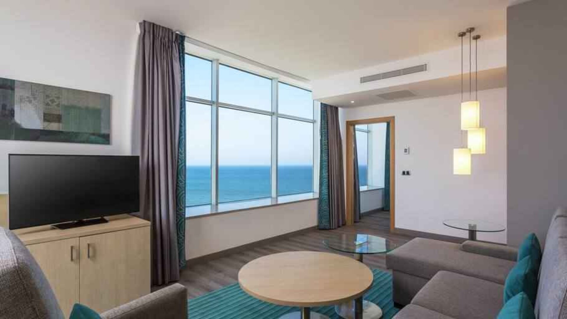 Living room perfect as workspace at the Hilton Garden Inn Tanger City Center.