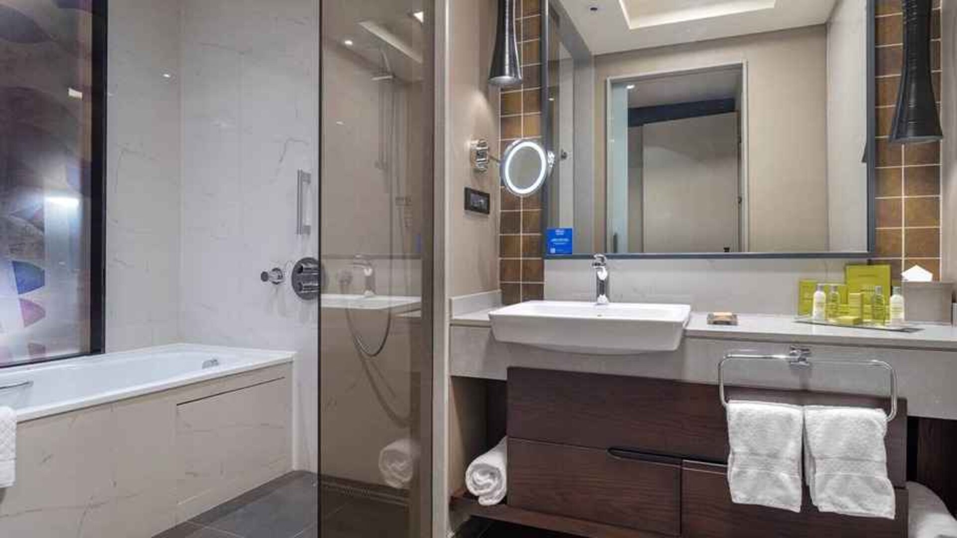 spacious bathroom and shower at Hilton Istanbul Bakirkoy.