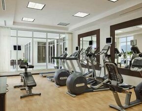 Fitness center with treadmills at the Hilton Garden Inn Tuxtla Gutierrez.