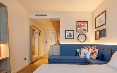 comfortable king room with business desk at Hampton by Hilton Alcobendas Madrid.