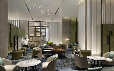 comfortable lobby and coworking space at DoubleTree by Hilton Kunming Airport.