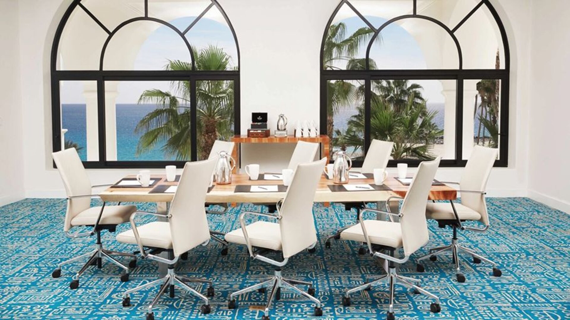 Bright meeting room at the Hilton Los Cabos Beach & Golf Resort.
