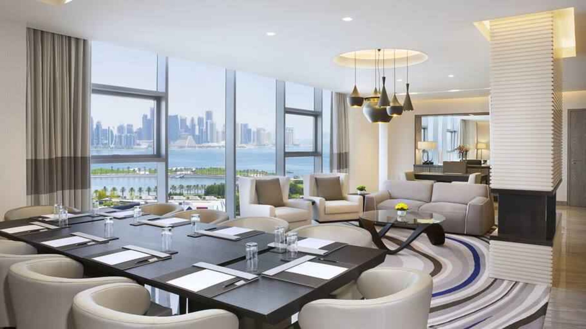 Spacious living room perfect as workspace at the DoubleTree by Hilton Doha - Old Town.