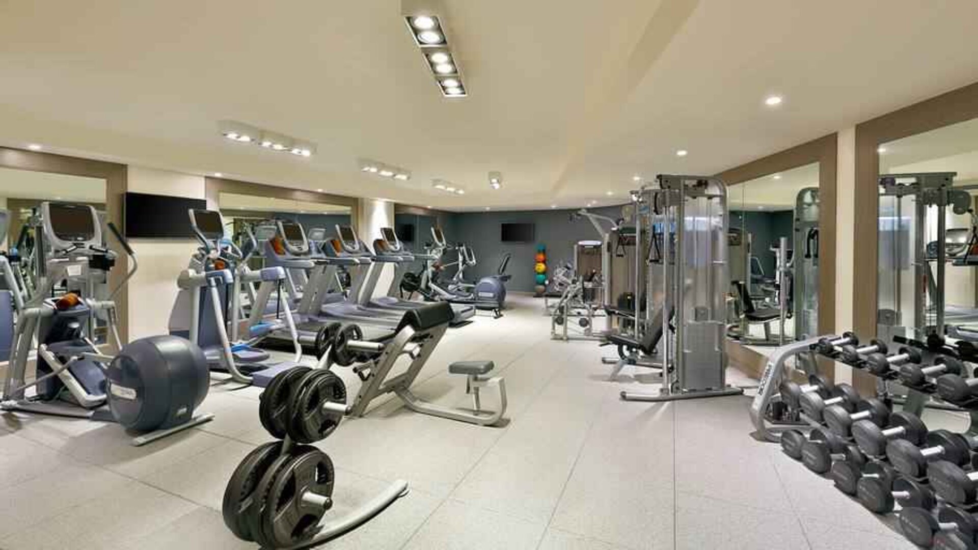 Fully equipped fitness center at the DoubleTree by Hilton Doha - Old Town.
