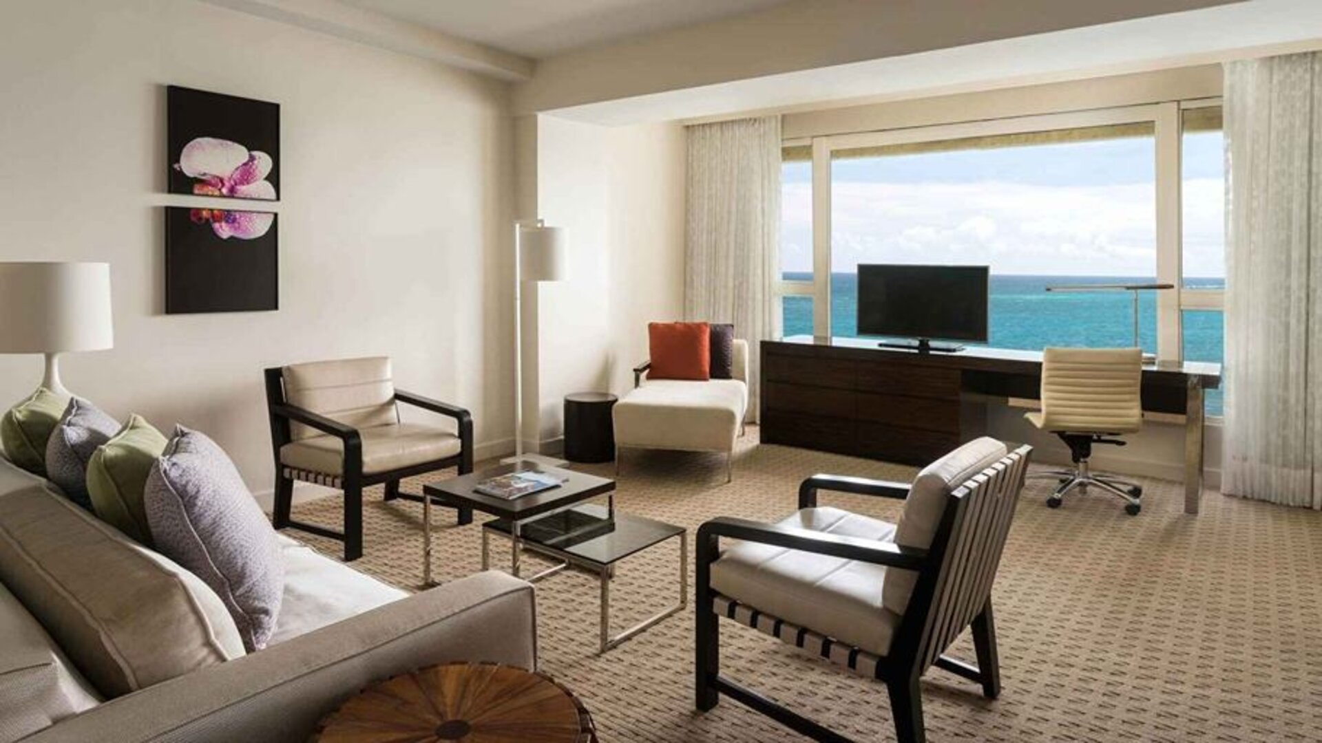 Comfortable living room at the Caribe Hilton.