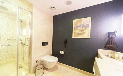 spacious and clean bathroom and shower at DoubleTree by Hilton Istanbul Topkapi.