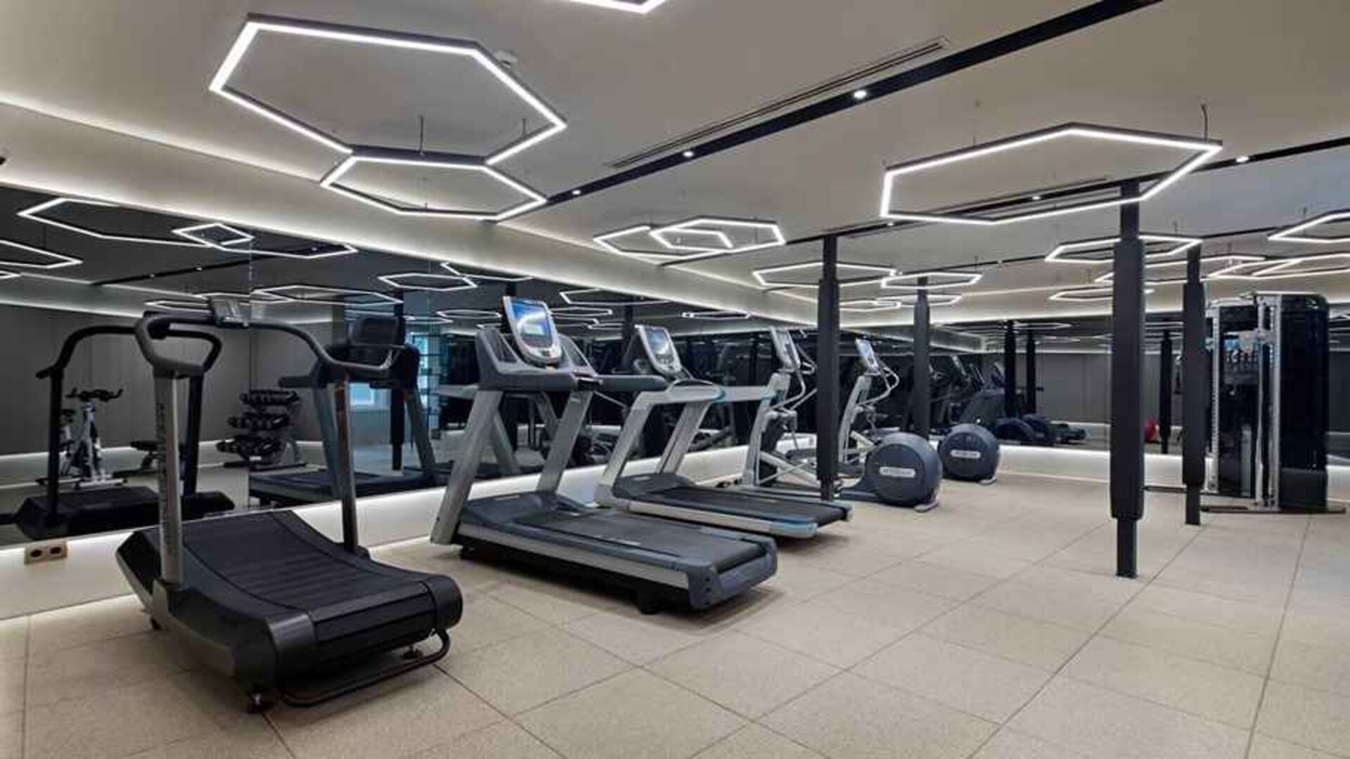 well equipped fitness center with treadmills at Hagia Sofia Mansions Istanbul, Curio Collection by Hilton.