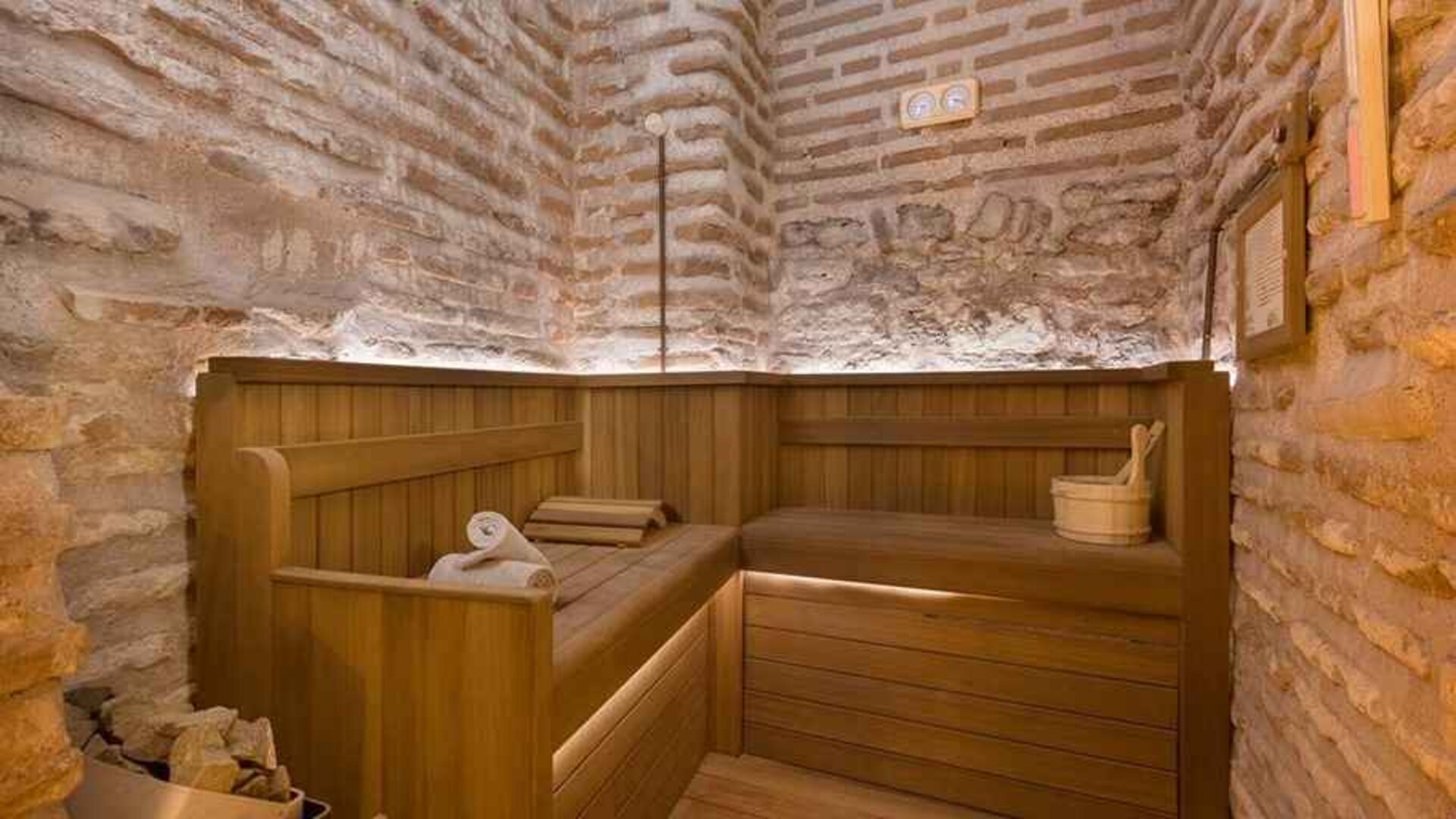 relaxing hot sauna available at Hagia Sofia Mansions Istanbul, Curio Collection by Hilton.