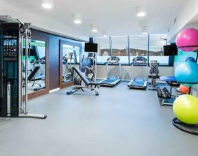 Fully equipped fitness center at the Hampton by Hilton Gdansk Oliwa.