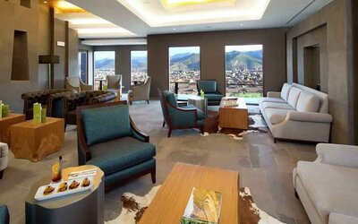 Lobby workspace at the Hilton Garden Inn Cusco, Peru.