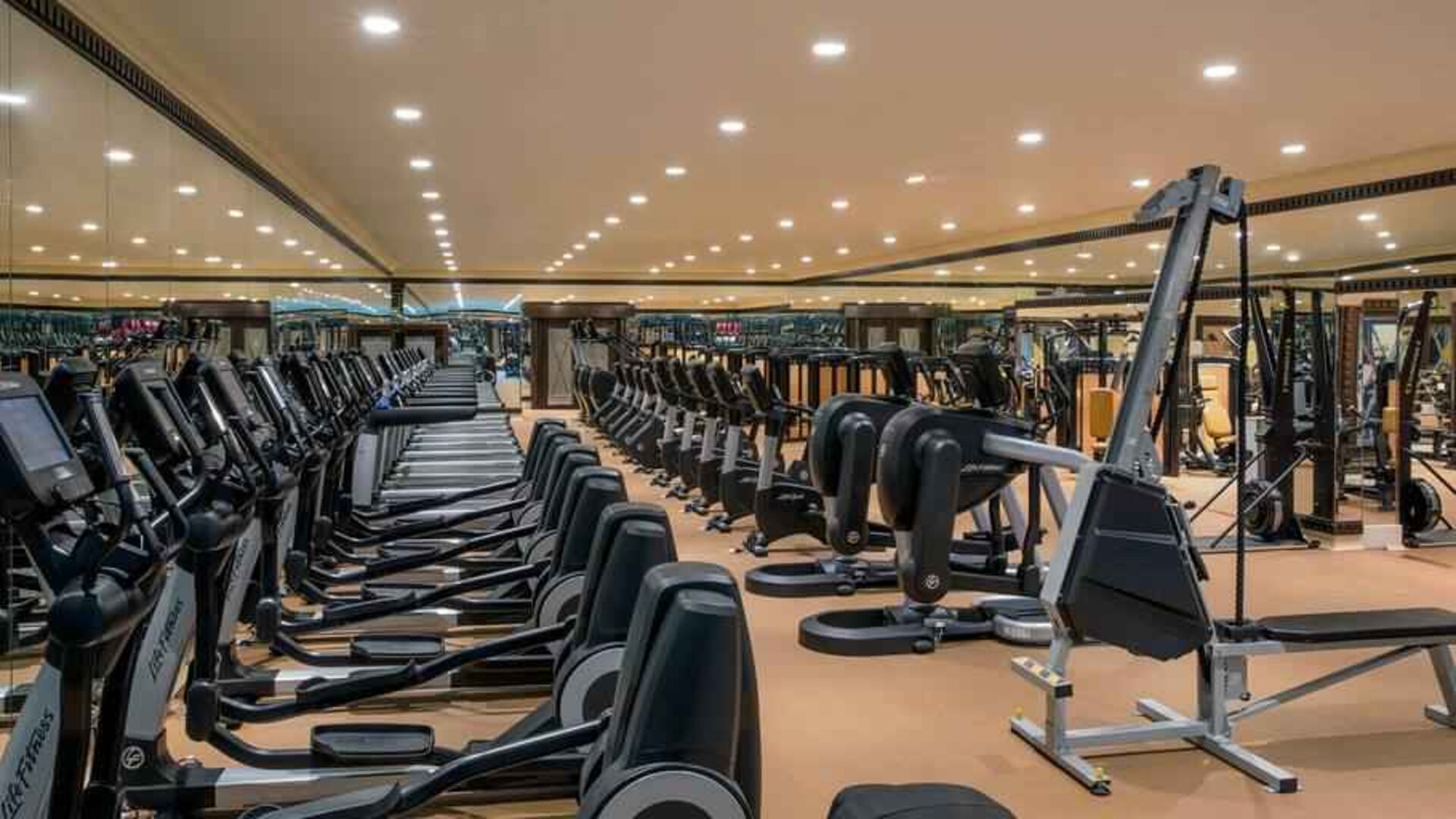 Fully equipped fitness center at the Jeddah Hilton.