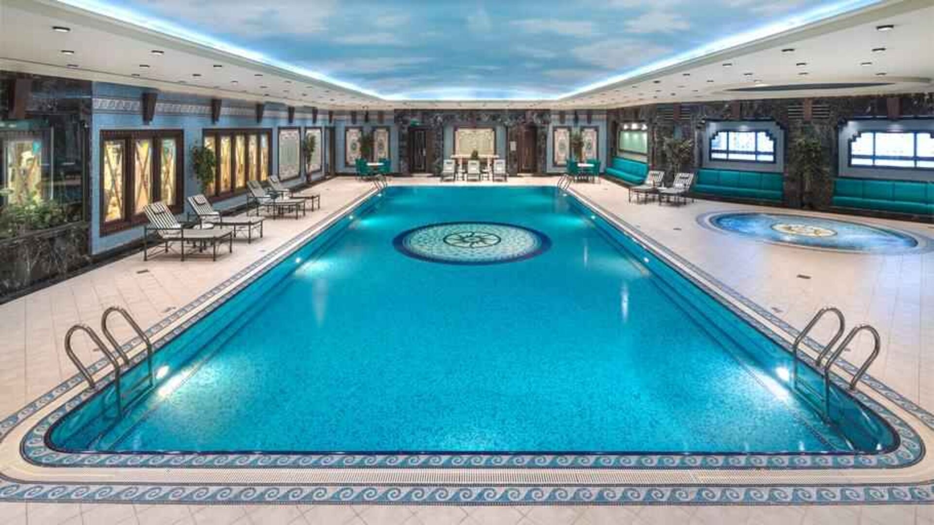 Relaxing indoor pool at the Jeddah Hilton.