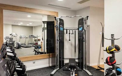 well equipped fitness center at Hilton Garden Inn Bucharest Old Town.