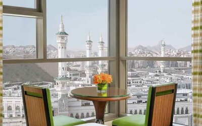 Working station with view at the Hilton Suites Makkah.