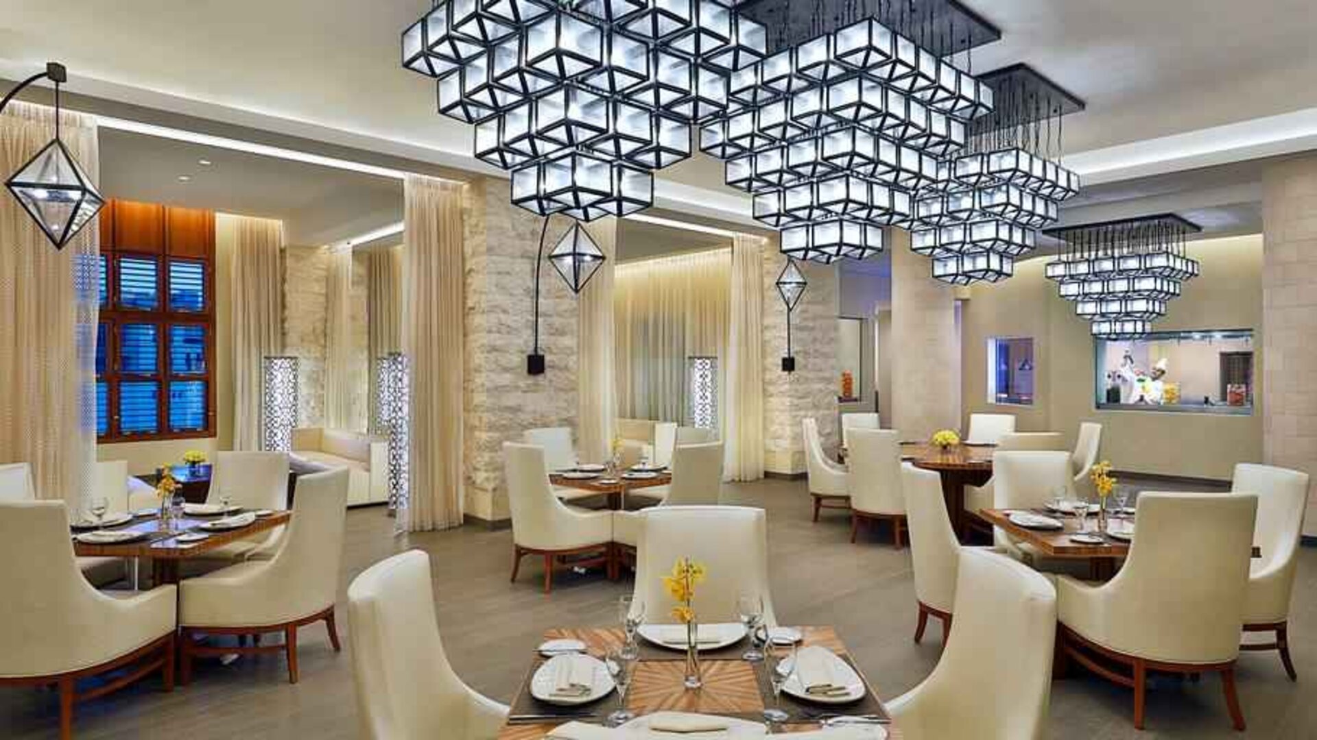 Dining area perfect as workspace at the Hilton Makkah Convention Hotel.