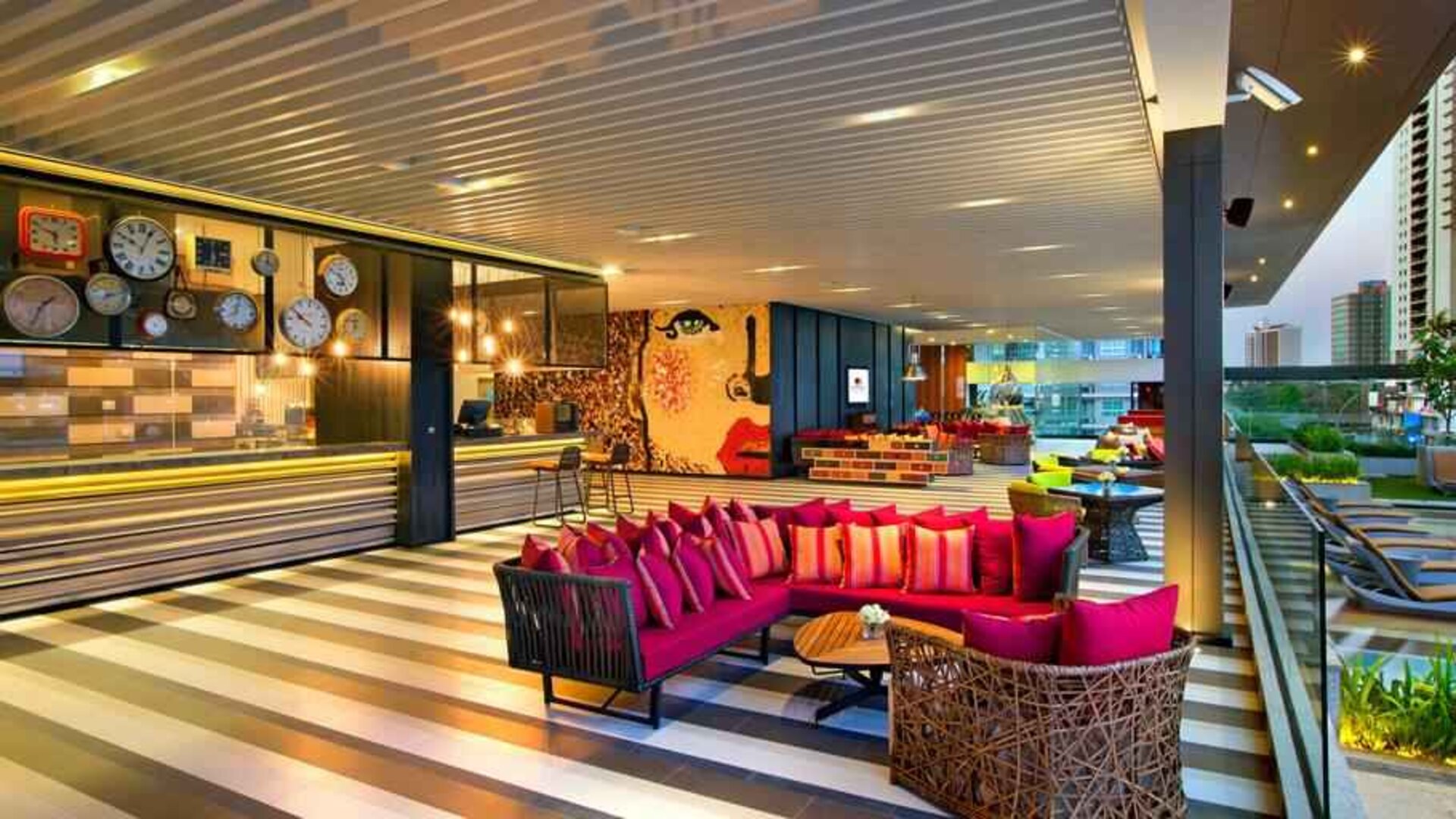 Beautiful hotel workspace with sofas at the DoubleTree by Hilton Sukhumvit Bangkok.