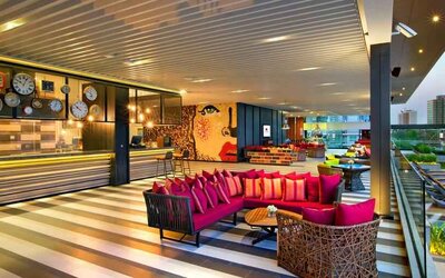 Beautiful hotel workspace with sofas at the DoubleTree by Hilton Sukhumvit Bangkok.