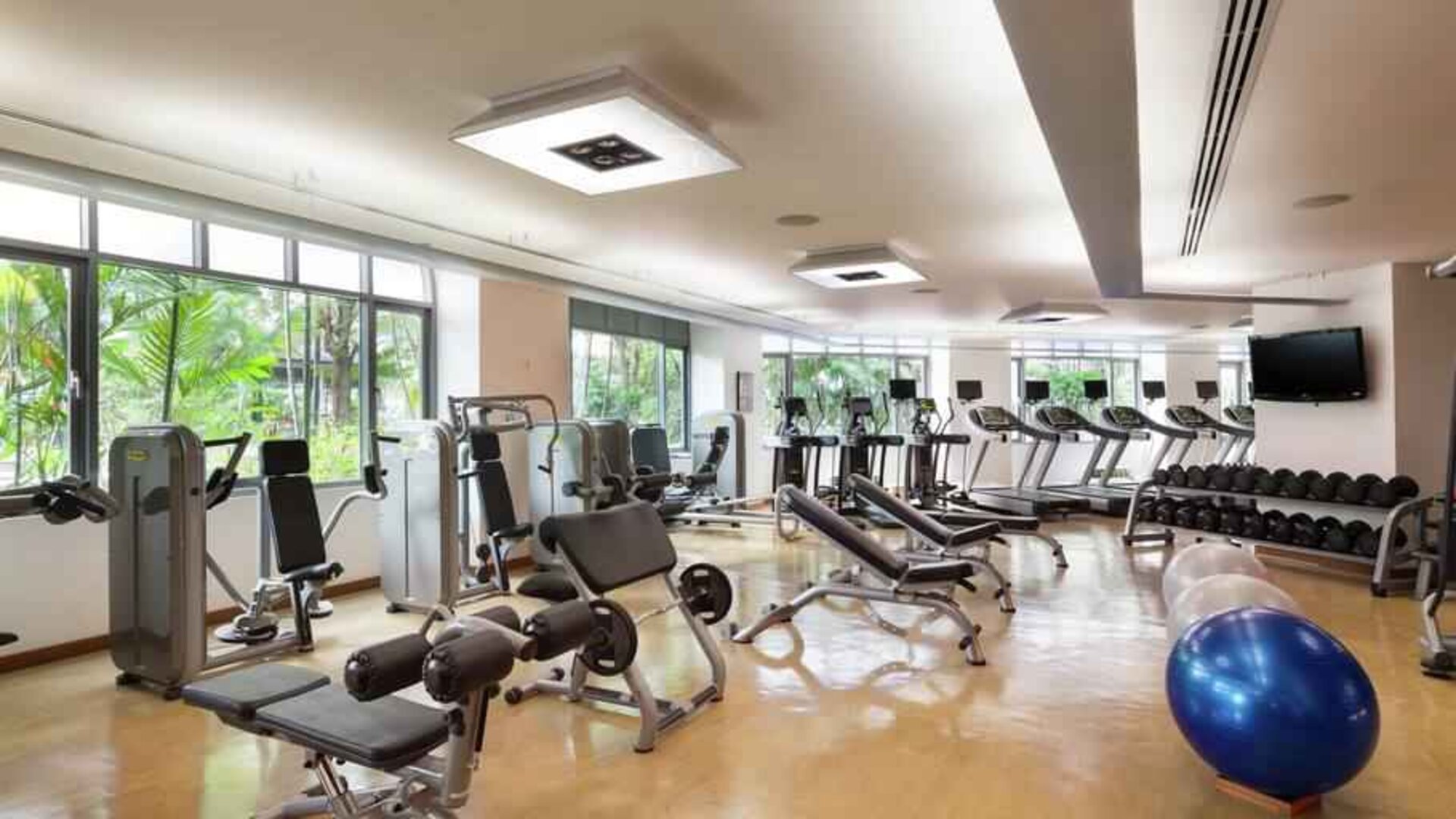 Fully equipped fitness center at the Conrad Bangkok.