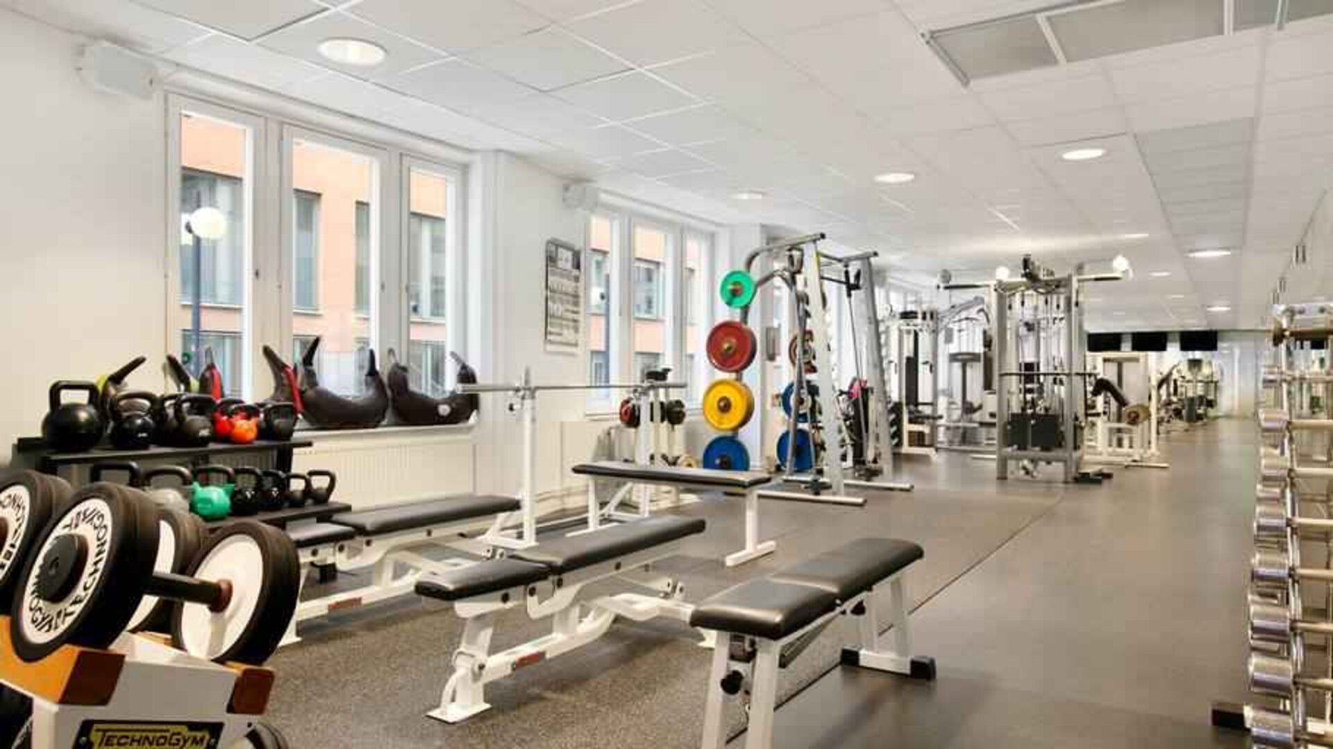 Fully equipped fitness center at the Hilton Stockholm Slussen.